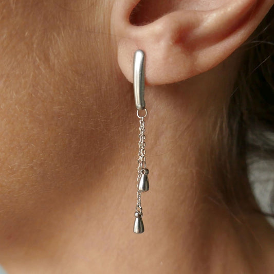 Chain tassel drop stainless steel earrings U012, chain tassel, dangle earrings, drop charm earrings