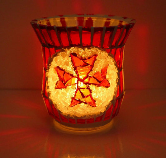Cross tealight, votive candle holder U067, candle light, glass tealight, Maltese cross
