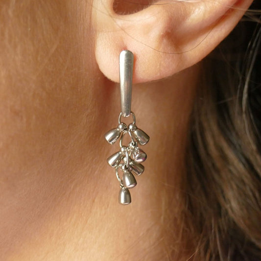 Drop charm dangle stainless steel earrings F066, drop charm, handmade, hanging earrings