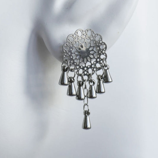 Drop charm flower stud dangle earrings G174, elegant earrings, flower stud, handmade