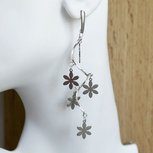 Flower dangle earrings daisy charm earrings G089, daisy charm, flower earrings, hypoallergenic bar