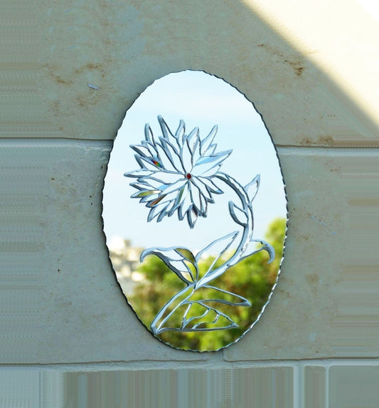 Mirror flower picture, oval wall decoration handcrafted mosaic design U025, crystal flower, flower picture, leaf picture