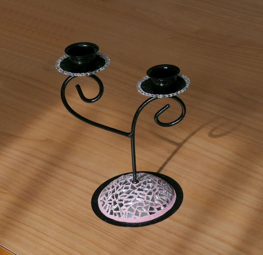 Mirror mosaic candle holder U026, black candle holder, black tealight, centerpiece