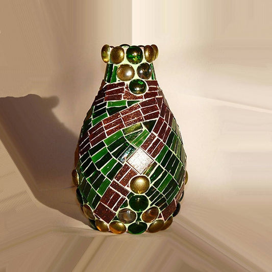 Mosaic flower vase, glass vase U032, beaded vase, centerpiece, flower vase