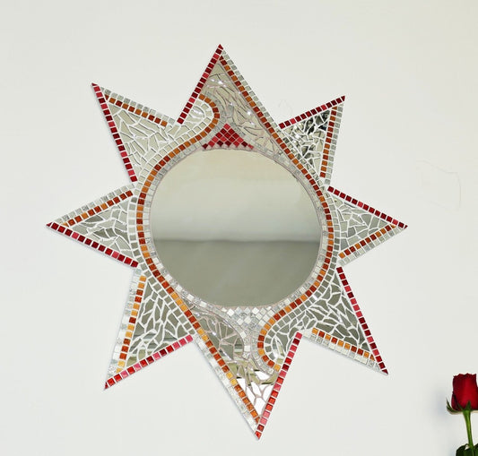 Mosaic star wall mirror H009, bathroom mirror, decorative mirror, handmade mirror