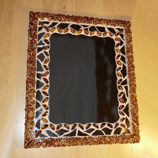 Mosaic wall mirror, handmade brown mirror H055, bathroom mirror, decorative mirror, glass mosaic