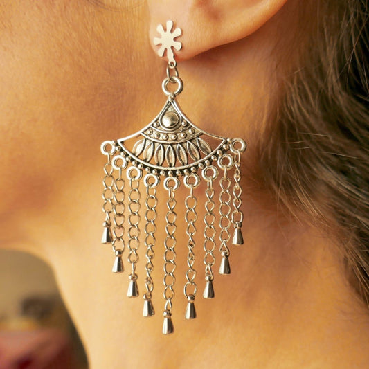 Tassel drop charm earrings, stainless steel chain statement earrings G109, chain tassel, dangle earrings, drop charm