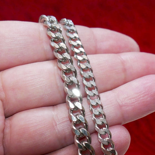 0.5 Y Unwelded 5mm/6mm Wide Stainless Steel Curb Chain, No Fade Faceted Link Unfinished Chain by 1.5 Feet H001