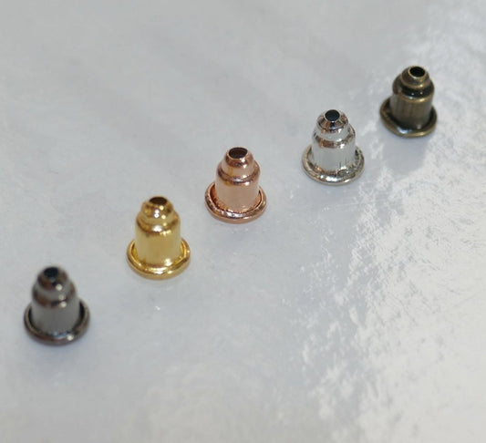 10/30x Bullet Clutch Earring Post Hook Stopper Backs, Small Metal Ear Nuts Gold/Silver/Rose Gold/Bronze/Copper/Gunmetal Black F208