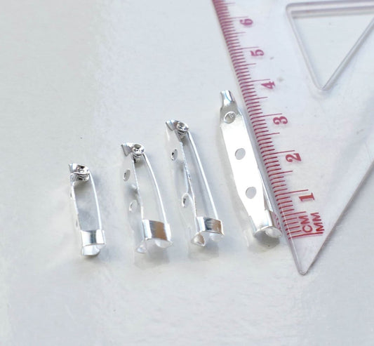 10x Brooch Blank Base Clip Safety Pin Back Silver Color Settings 20mm/25mm/30mm/35mm G271