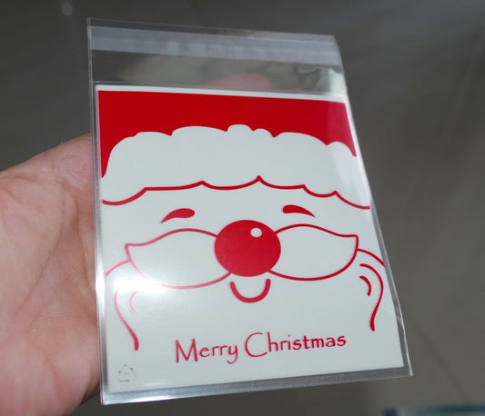 10x Christmas Plastic Self Adhesive Seal Bag, 15cm x 10cm Gift Bags, Cello Packaging Transparent Pouches D249