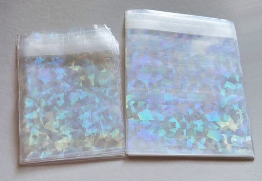 10x Clear Laser Fragment Plastic Self Adhesive Seal Bags, Cello Packaging Transparent Pouches, Jewelry Bags G351