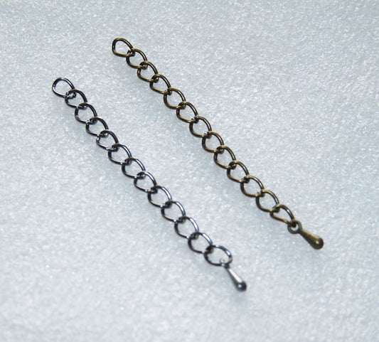 10x Extender Chain with Drop Charms, 2 inch Bronze/Gun Metal Black Extension Chains and Drop Charms, 5cm Extension Chain, Cord Tail