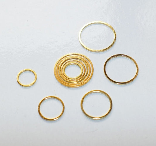 10x Gold Closed Soldered 18 Gauge Flattened Jump Rings 8mm/10mm/12mm/14mm/16mm/18mm/20mm, Gold Tone Spacer Beads F134