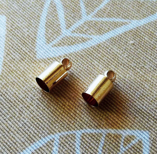 10x Gold Tone Kumihimo End Caps Fit 4mm Round Leather Glue in Cord Tips C230