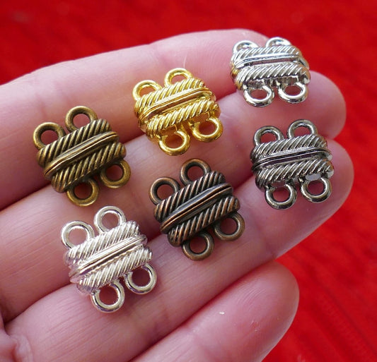 1x Strong Two Row Magnetic Closure, 2 Strand Magnetic Clasps for Bracelet, 6 Colors Necklace Fastener G006