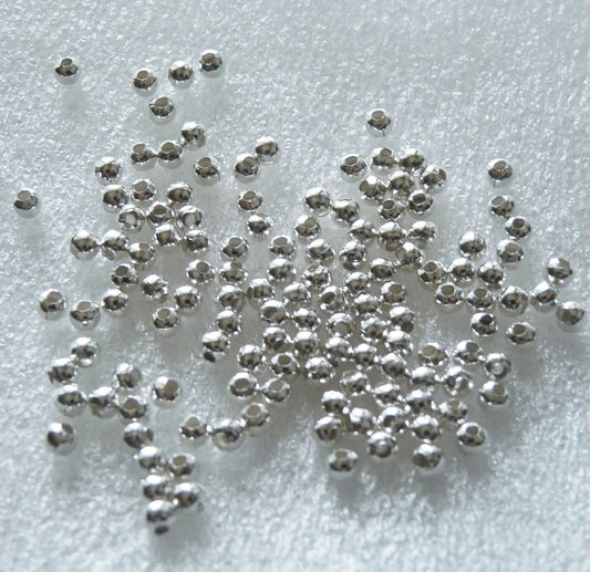200x Silver Plated 3mm Round Metal Pearl Beads, Seed Spacer Beads, Beading Supplies C105