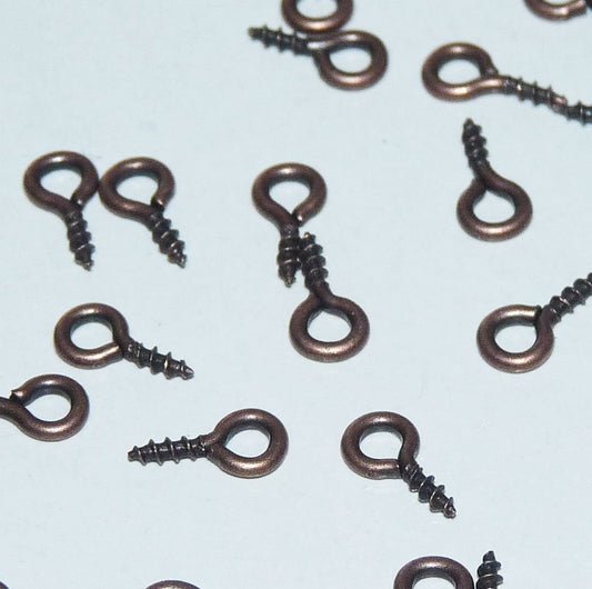 20/50/100x Copper Screw Eye Pin Bails for Half Drilled Beads, Screw Eye Hooks for Resin Charms
