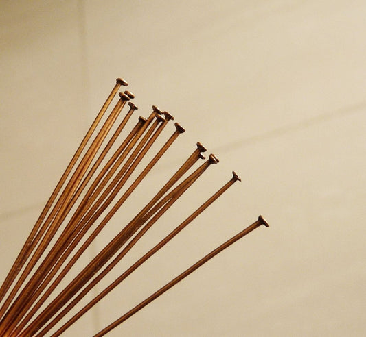 20/50x Copper 2 inch Long Flat Head Pins, 50mm Pins for Beading, Pins for Earrings, Beading Supplies