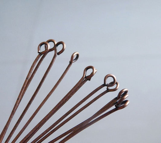 20/50x Copper 70mm Eye Pins, 2.75 inch long Eye Pins, Head Pins, Beading Supplies
