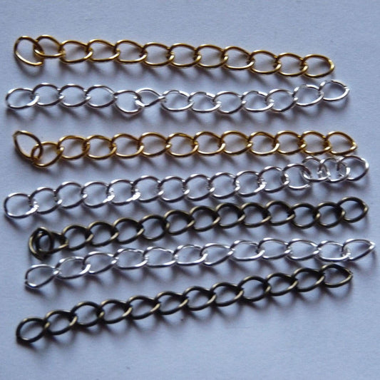 20/50x Extender Chain 2" Extension Chain, Gold/Silver Color Cord Tail, Chain, Bronze Extender Chain, Jewelry Supplies
