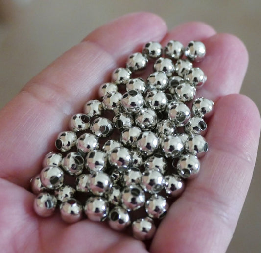 20x Silver Tone/Bronze 6mm Round Metal Spacer Beads, Beading Supplies D316