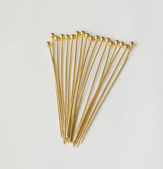 20x Stainless Steel Gold Ball Pins, 20mm/30mm/40mm/50mm Ball Head 21 Gauge Pins for Beading H098