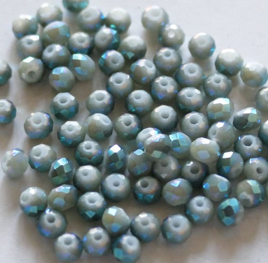 24/48x Turquoise AB 6mm x 4mm/3mm x 4mm Rondelle Crystal Glass Beads, Beading Supplies D298