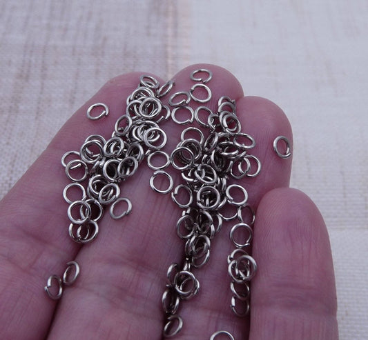 300x Dull Silver 4mm Open Single Loop Jump Rings, Clasp Connector, Jewelry Findings B319