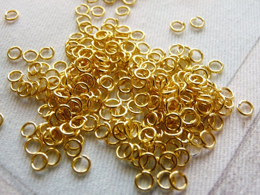 300x Gold Jump Rings, 4mm Gold Color Jump Rings, Open Jump Rings, Split Rings, Clasp Connectors, Bail connectors, Jewelry Findings