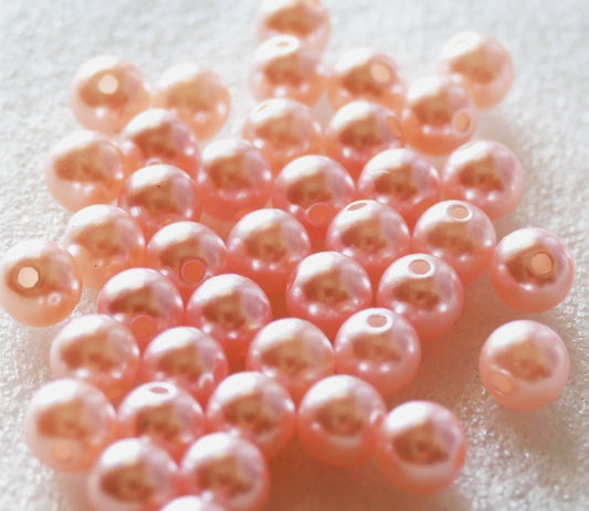 30x Pink 8mm Pearl Imitations Round Acrylic Beads, Loose Spacer Beads, Beading Supplies D056