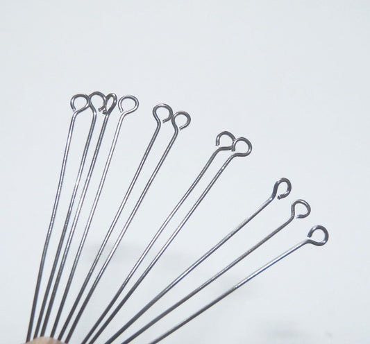 30x Stainless Steel 40mm Eye Pins, Eye Pins, 1.57" inch Dull Silver Tone Eye Pins for Beading, Beading Supplies