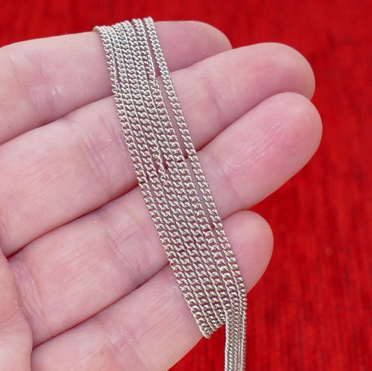 3.3 feet Stainless Steel Cuban Curb Closed Soldered Link Chain, 1M Silver Tone 1.8mm Wide Strong Unfinished Necklace Chain F024