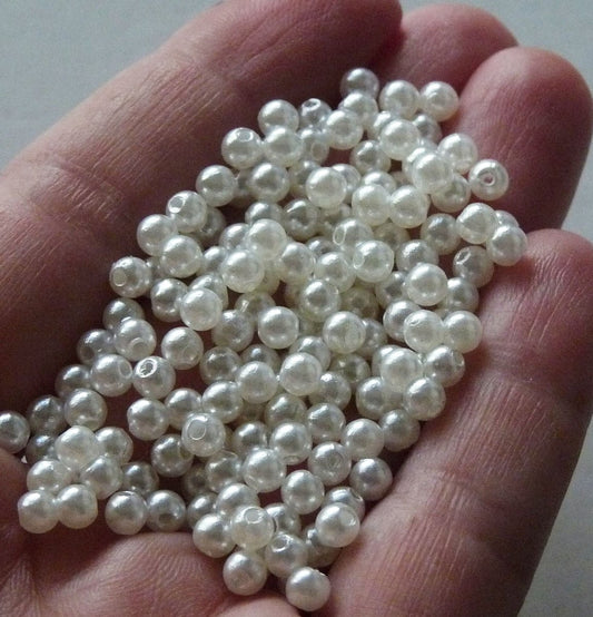 500x Cream Beads, Pearl Beads, 4mm Beads, Spacer Beads, Light Cream Pearls, Beading Supplies, Plastic Round Beads, 4mm Round Pearls B105