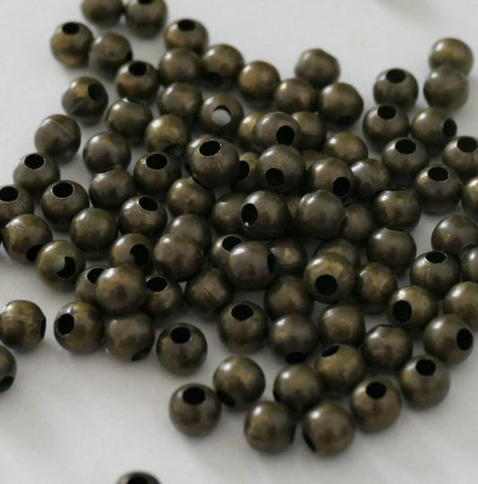 50/100x Bronze Pearl Round Beads, 4mm Metal Spacer Seed Beads, Beading Supplies D319