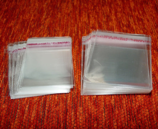 50/100x Clear Plastic Self Adhesive Seal Bag, Cello Packaging Transparent Plastic Bag Sleeves, Plastic Pouches, Jewelry Bags C626