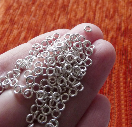 50/100x Closed 4mm Soldered Silver Plated Jump Rings, Spacer Beads, Earring Components, Beading Supplies B349