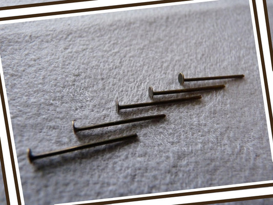 50x 18mm Bronze Flat Head Pins, Pins for Beading, Beading Supplies, Jewelry Findings
