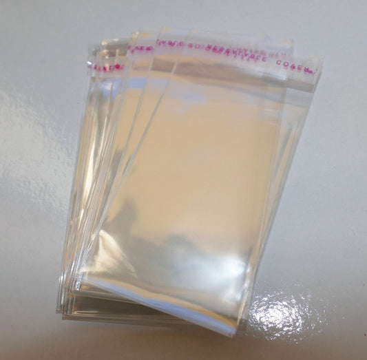 50x Clear Plastic Self Adhesive Seal Bag, 10x5cm Cellophane Packaging Transparent Plastic Pouches Bag Sleeves, Jewelry Bags D335