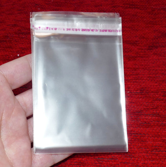 50x Clear Plastic Self Adhesive Seal Bag, 7cm x 9cm Cello Packaging Transparent Plastic Bag Sleeves, Plastic Pouches, Jewelry Bags F083