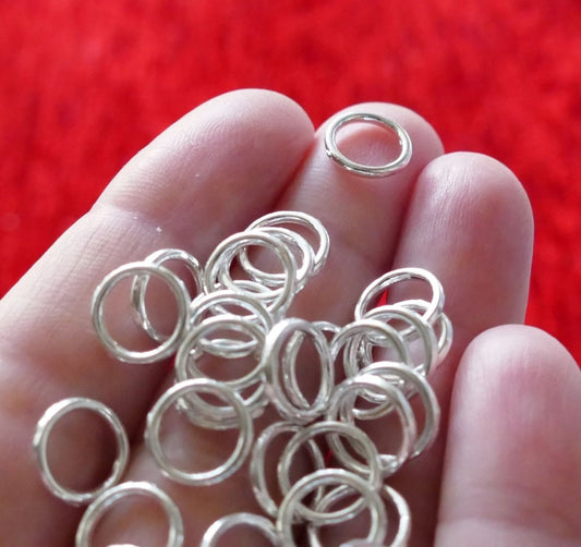 50x Closed Soldered 8mm Jump Rings, Silver Plated Spacer Beads G160