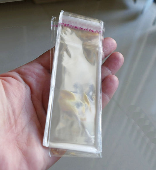 50x Long Clear Plastic Self Adhesive Seal Bag, 12x4cm Cellophane Packaging Transparent Plastic Pouches Bag Sleeves, Jewelry Bags D246