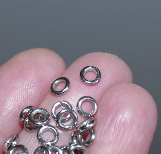 50x Stainless Steel 5mm Open Jump Rings 17 Gauge, Silver tone Clasp Connector, Earring Connectors F016