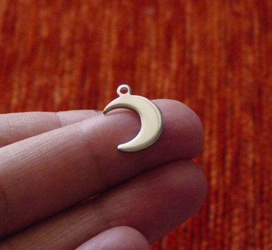 5/10x Stainless Steel Moon Charm, Crescent Moon Charms, Hypoallergenic Charms for Bracelet, Silver Tone Moon Charms, Charm Pendants