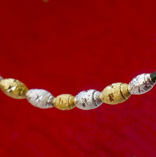 8x Oval Carved Barrel Beads, Silver/Gold Color Metal Spacer Beads G030