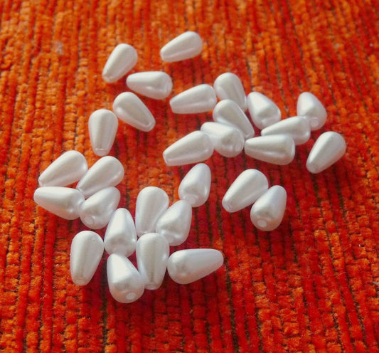 Acrylic Teardrop White Beads, 10mm Oval Waterdrop Spacer Beads, Beading Supplies B239