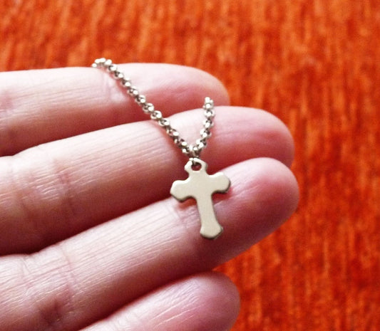 Cross Pendant Necklace, Stainless Steel Chain Necklace C335