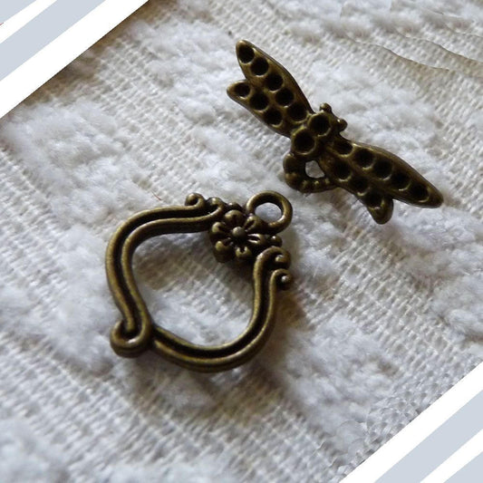 Dragonfly Toggle Clasps, Bracelet Closure, Dragonfly Charm Connectors, Clasps for Jewelry