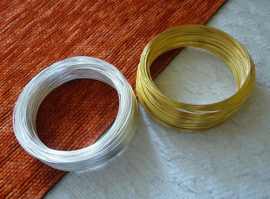 Memory Steel Bracelet Wire, 0.6x55mm Gold/Silver/Black Round Memory Steel Wire, Wire Wrap Bracelet, Beading Wire
