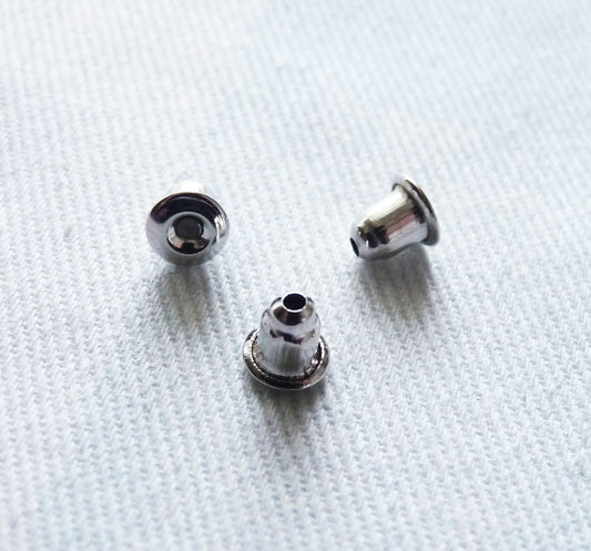 20/50x Earring Stoppers Bullet Clutch Hypoallergenic Backs, Stainless Steel Dull Silver tone J083